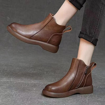 SH442 - Brown Zipper Ankle Boots